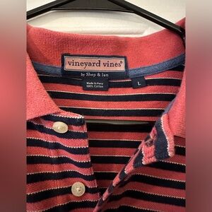 Men’s vineyard vines Cotton Stripe Polo, Size:Medium (pink/navy)